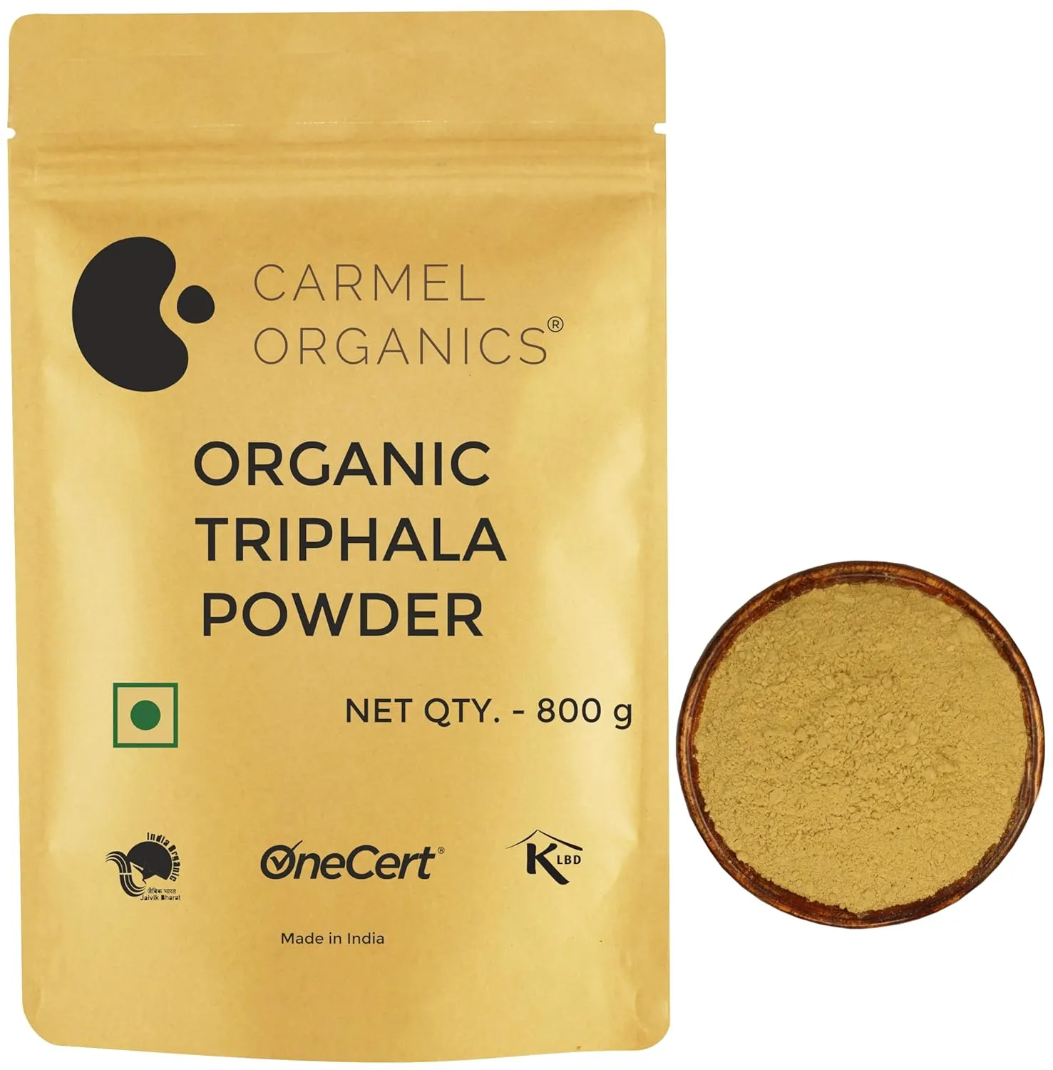 CARMEL ORGANICS Triphala Fruits Powder 800 Grams | Jaivik Bharat Certified